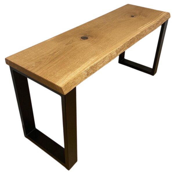 kiuub Sitzbank Eiche / Einseitige Naturkante / Stahlkufen / aus einem Stück / Massivholz