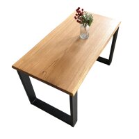 kiuub Couchtisch Eiche mit Naturkante | schwarze Stahlkufen