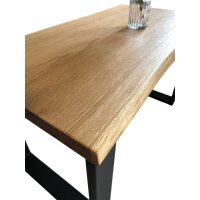 kiuub Couchtisch Eiche mit Naturkante | schwarze Stahlkufen
