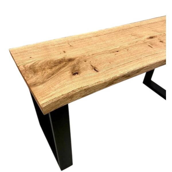 kiuub Sitzbank Eiche Massivholz / Stahlkufen / beidseitige Naturkante