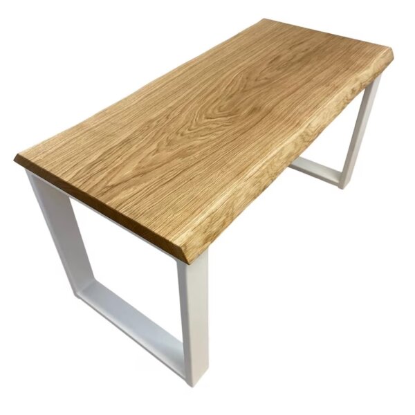kiuub Couchtisch Eiche mit Naturkante | weiße Stahlkufen